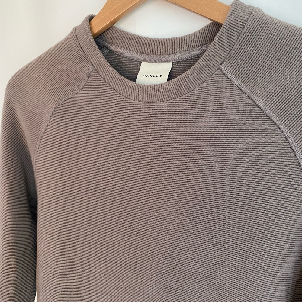Varley Ribbed Crewneck Sweatshirt in Taupe